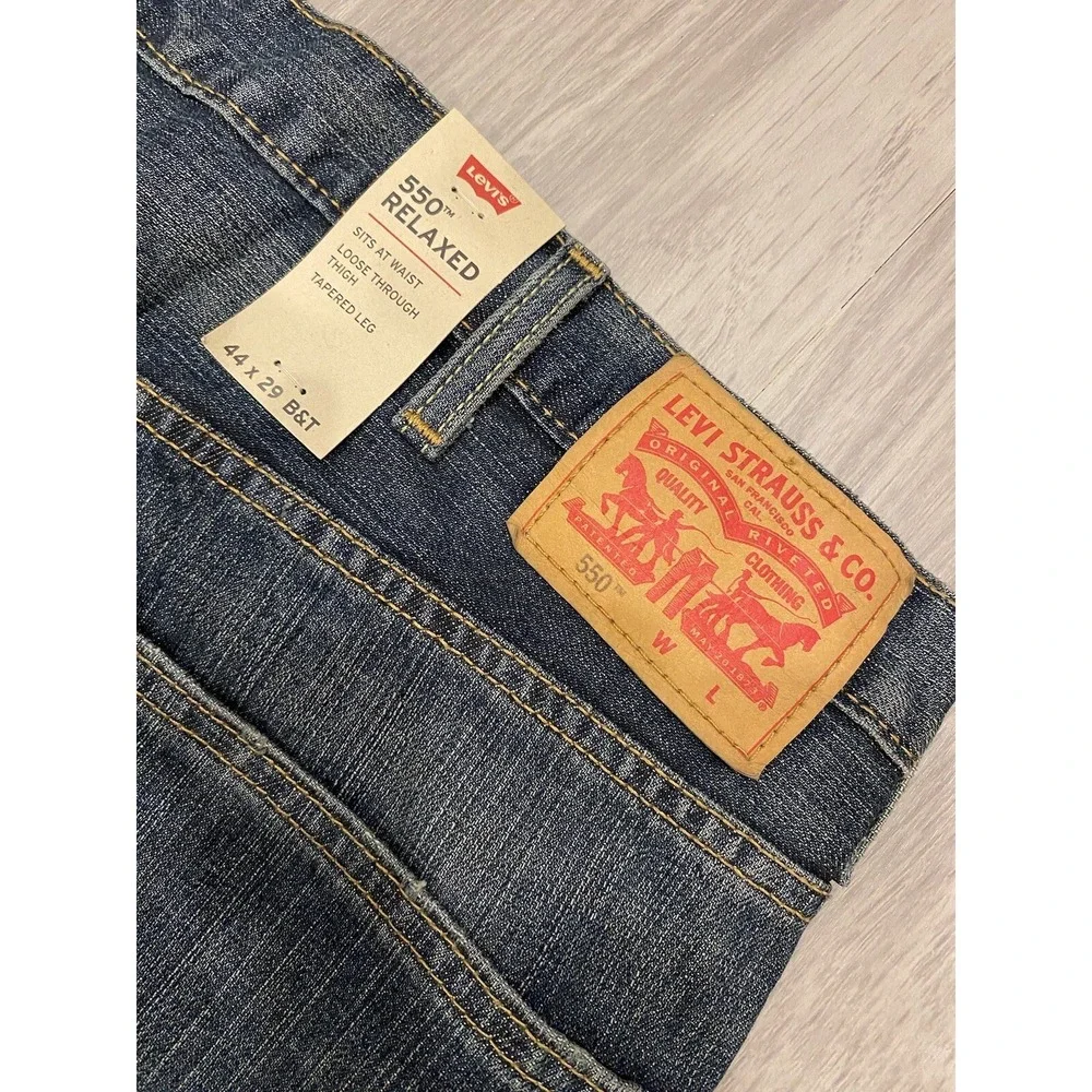 Levi's 550 Jeans Men's 44 x 29 Big & Tall Blue Denim Tapered Leg Relaxed Fit $70